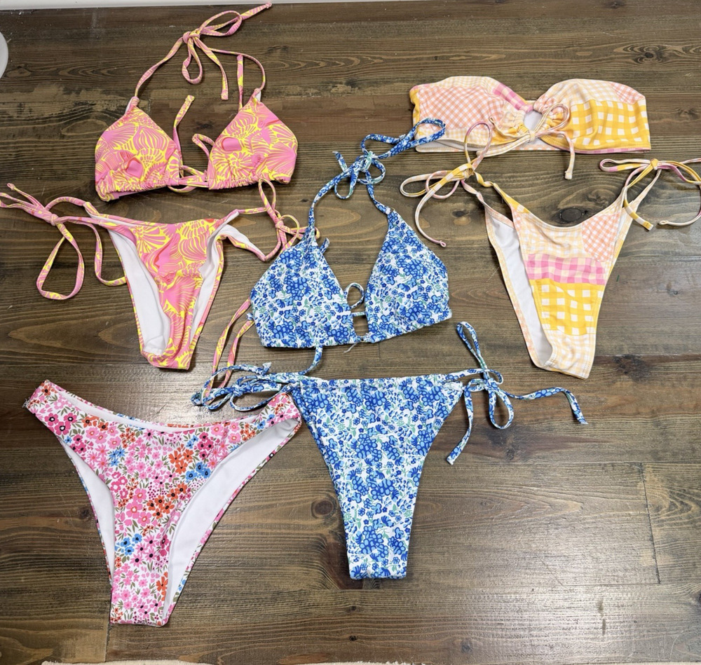 Lot Of 3 Bikinis Spring Break Bright Colorful Hot Sexy Summer Women's S/M